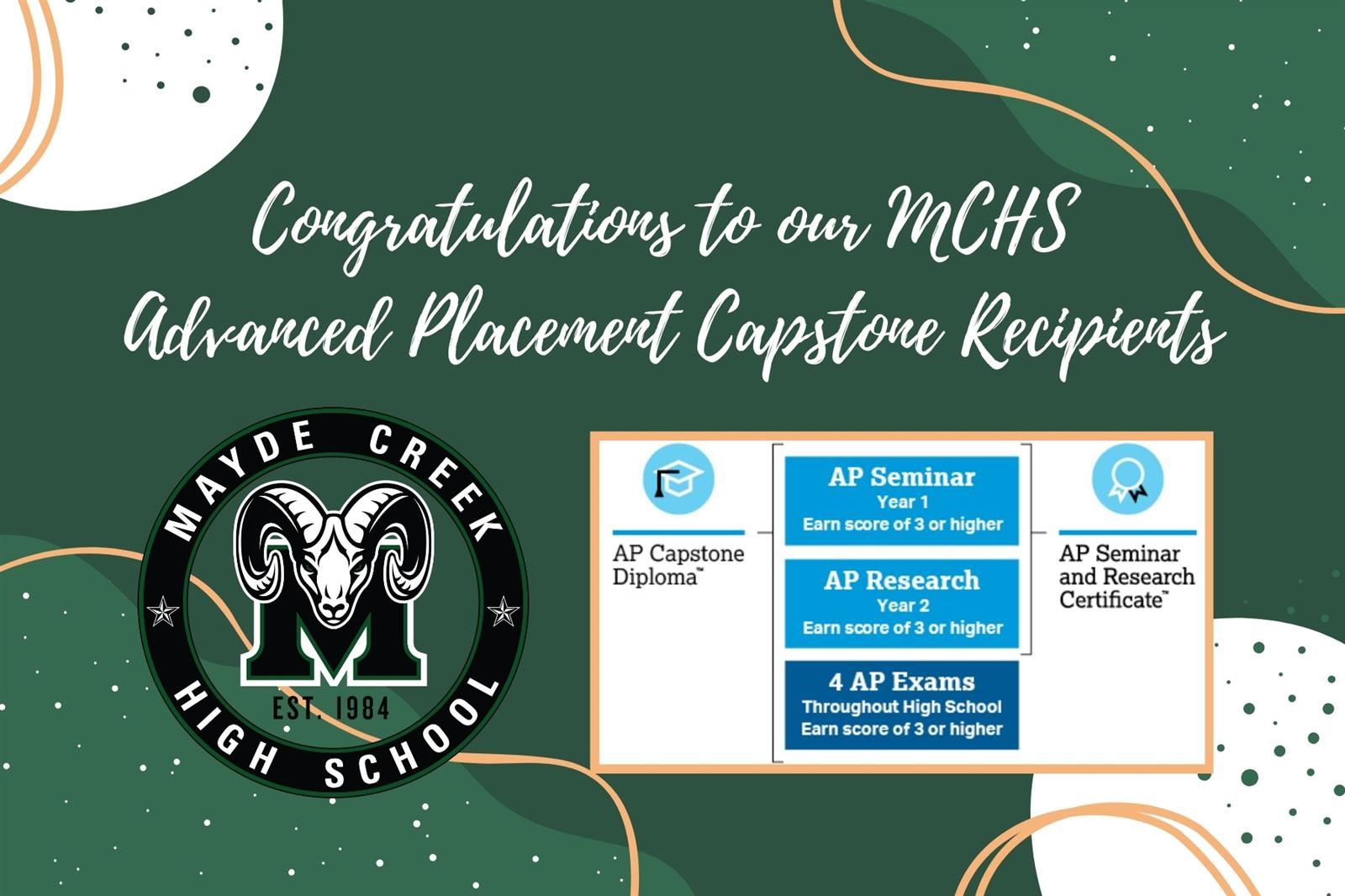 Graphic congratulating MCHS AP capstone recipients
